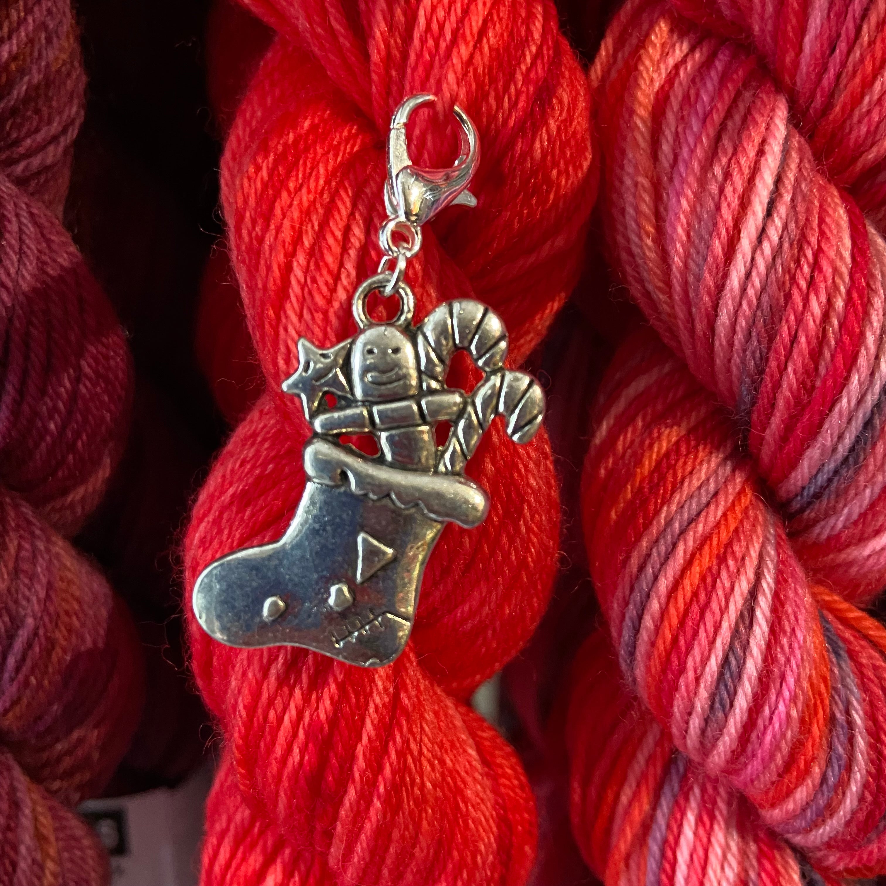 Double Sided Christmas Stocking Snagless Stitch Marker or Clasp Place Keeper