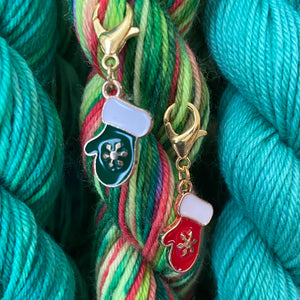 Enamel Red or Green Mitten Stitch Marker or Place Keeper