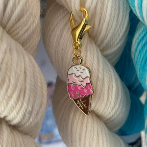 Enamel Ice Cream Cone Stitch Marker or Place Keeper