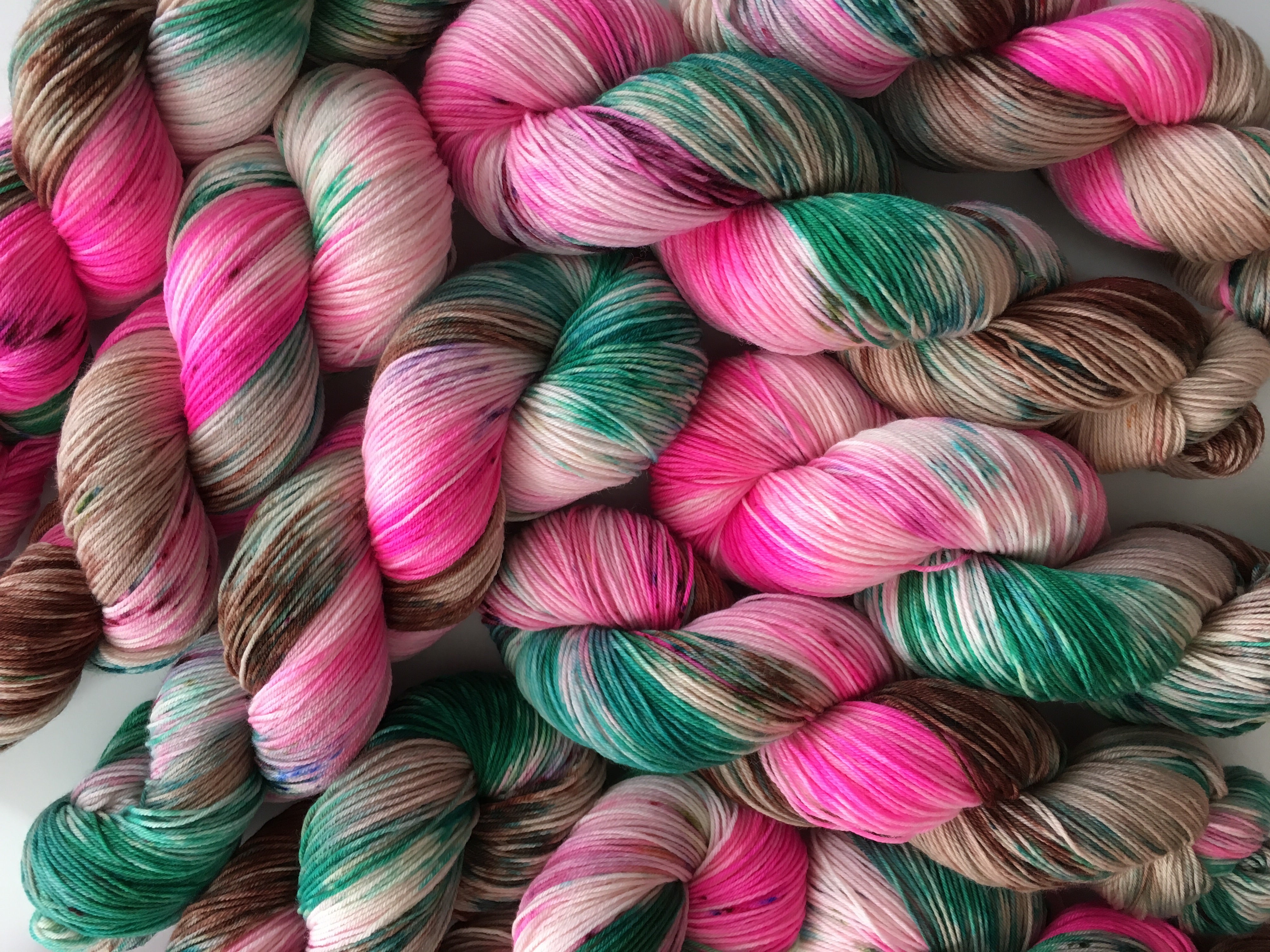 hand dyed pink and brown yarn pink azeleas