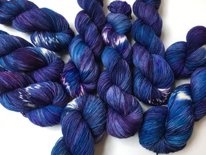 kettle dyed blue and purple 100g yarn skeins for weaving, knitting and crochet