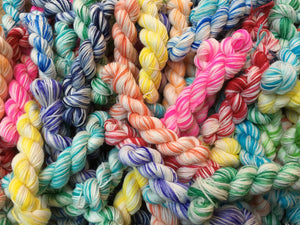 hand dyed rainbow merino and nylon sock yarn mini skeins