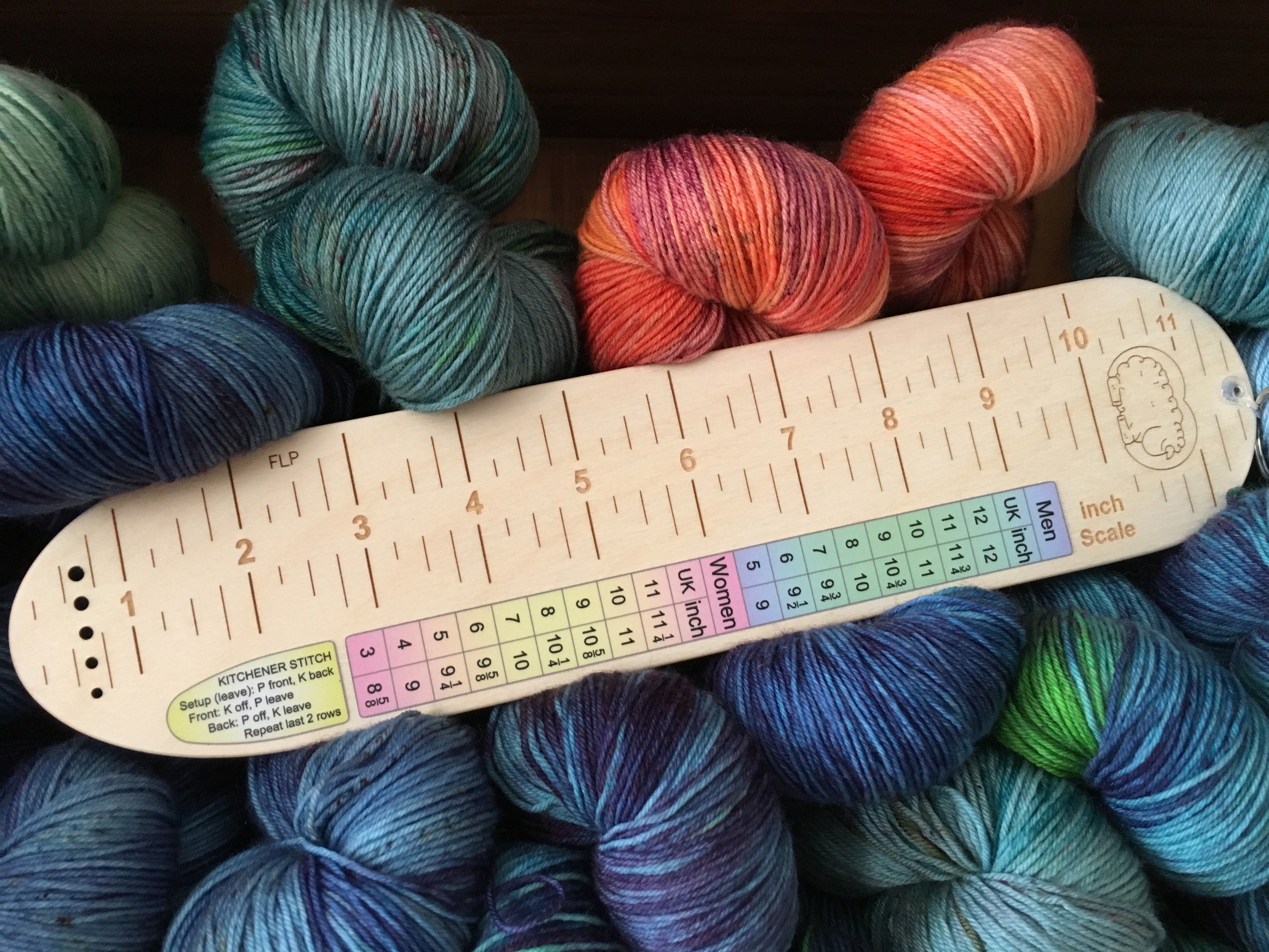 Enhanced Socker's Rule Birch Wood Sock Knitting Ruler My Mama Knits
